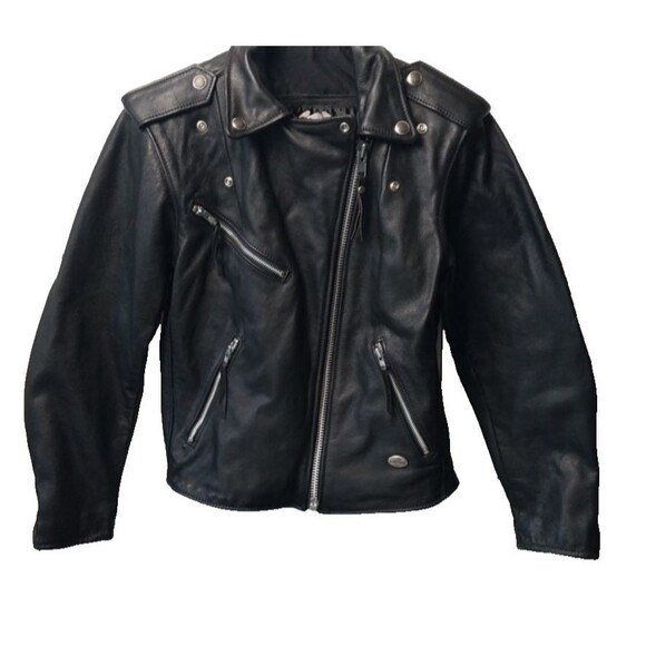 Harley Davidson Women's Leather Jacket Size Small Black Motorcycle Biker Zip Up - Picture 4 of 12